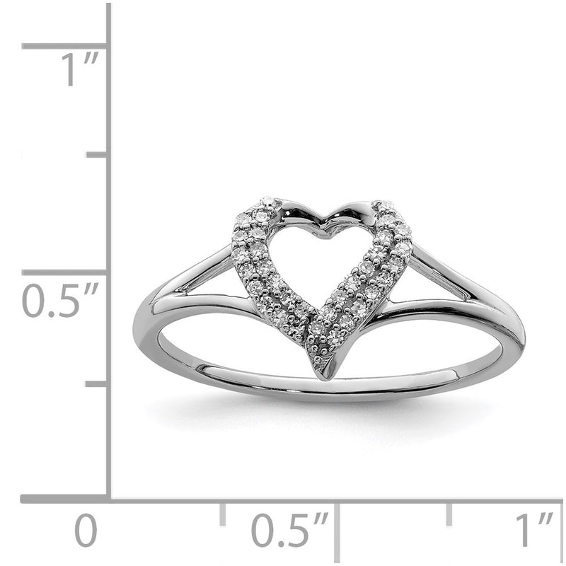 Sterling Silver Rhodium Diamond Heart Ring (Size 6 Only)
