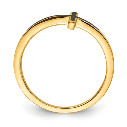 Sterling Silver Yellow Gold Plated Antiqued Sideways Cross Ring