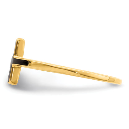 Sterling Silver Yellow Gold Plated Antiqued Sideways Cross Ring