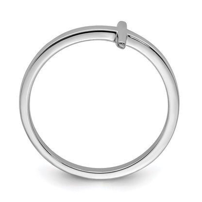 Sterling Silver Rhodium Plated Sideways Cross Ring