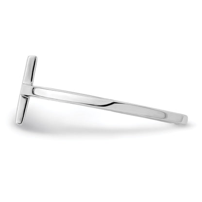 Sterling Silver Rhodium Plated Sideways Cross Ring