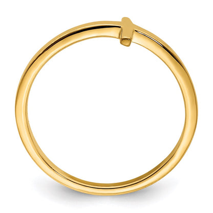 Sterling Silver Yellow Gold Plated Sideways Cross Ring