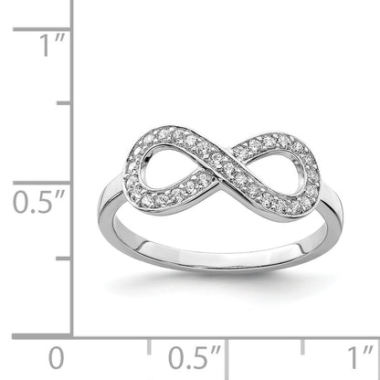 Sterling Silver Rhodium Plated Cz Infinity Ring