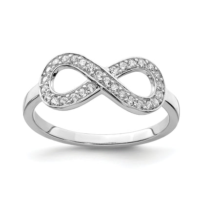 Sterling Silver Rhodium Plated Cz Infinity Ring