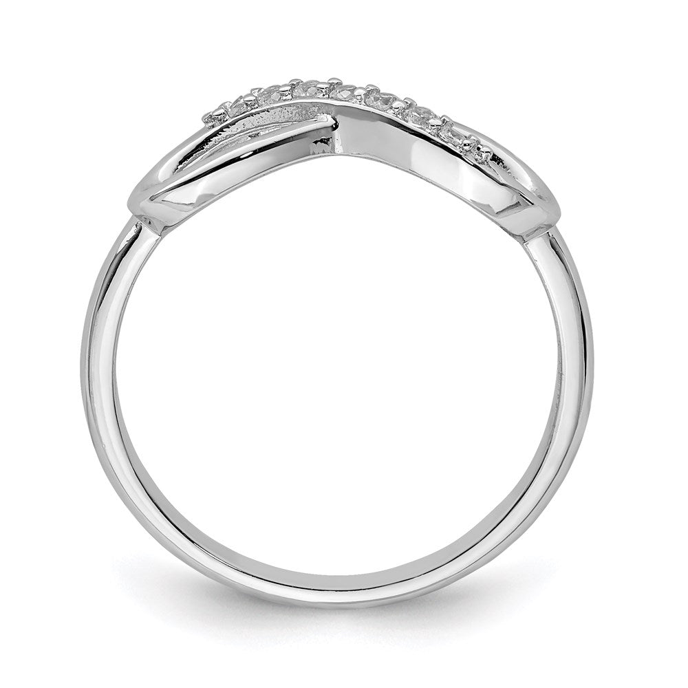 Sterling Silver Rhodium Plated Cz Infinity Ring
