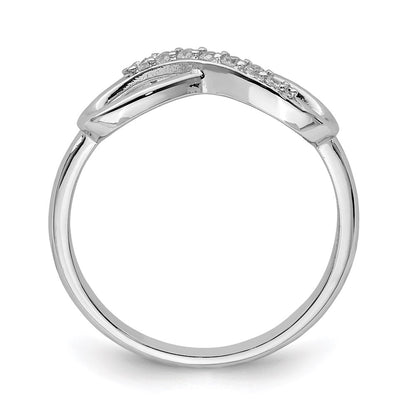 Sterling Silver Rhodium Plated Cz Infinity Ring