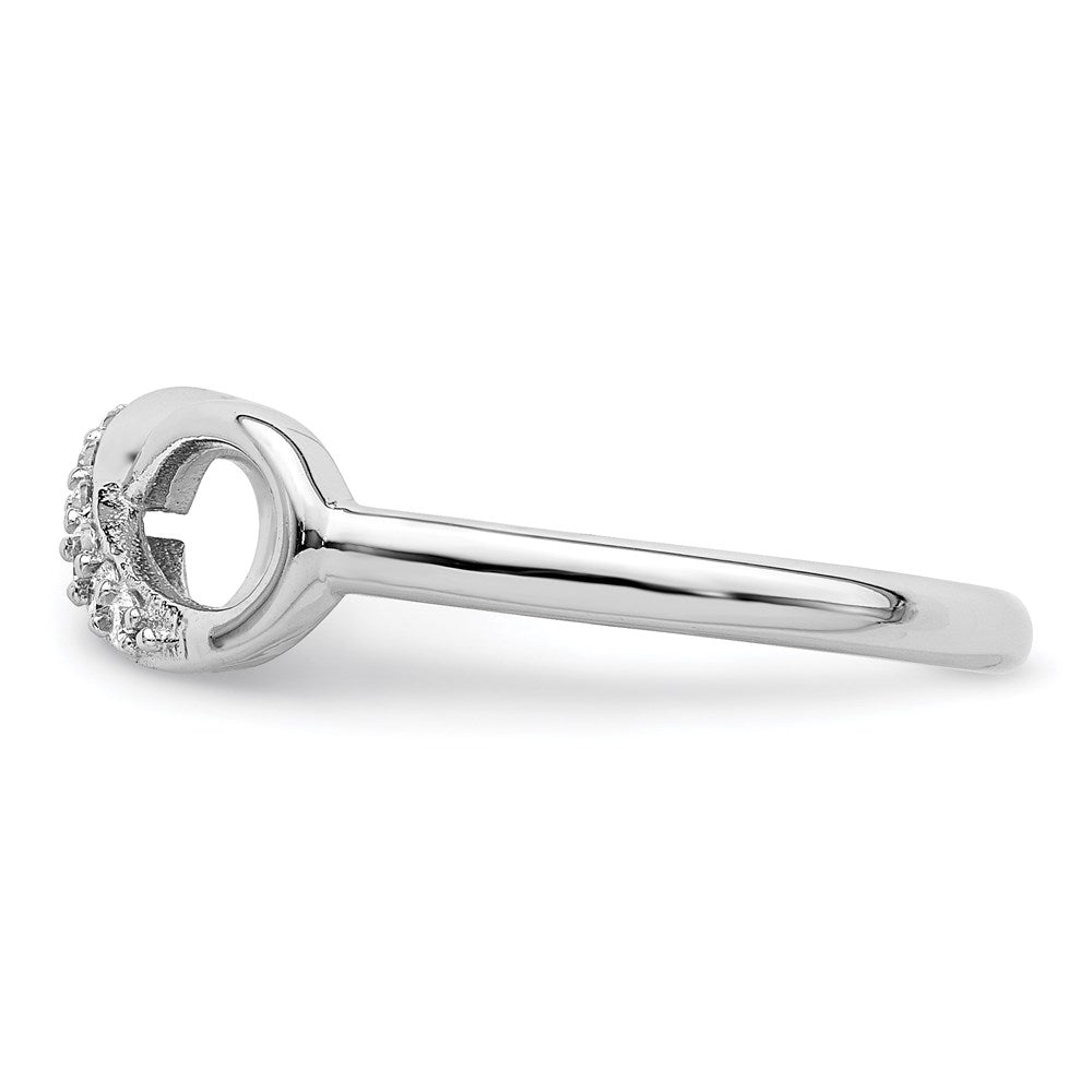 Sterling Silver Rhodium Plated Cz Infinity Ring