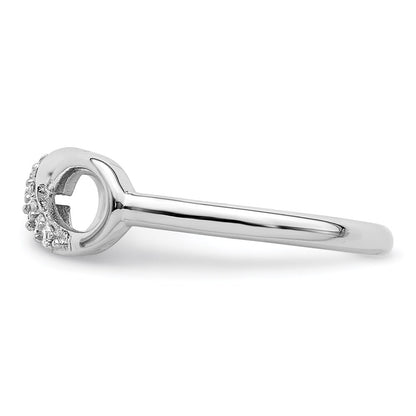 Sterling Silver Rhodium Plated Cz Infinity Ring
