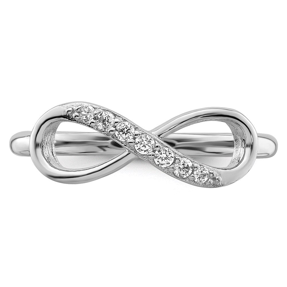 Sterling Silver Rhodium Plated Cz Infinity Ring