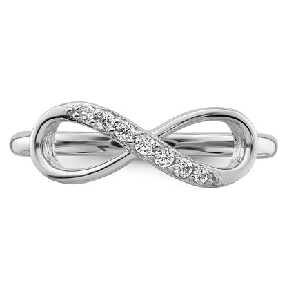 Sterling Silver Rhodium Plated Cz Infinity Ring