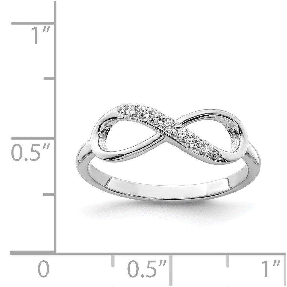 Sterling Silver Rhodium Plated Cz Infinity Ring