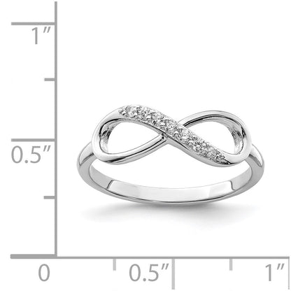 Sterling Silver Rhodium Plated Cz Infinity Ring