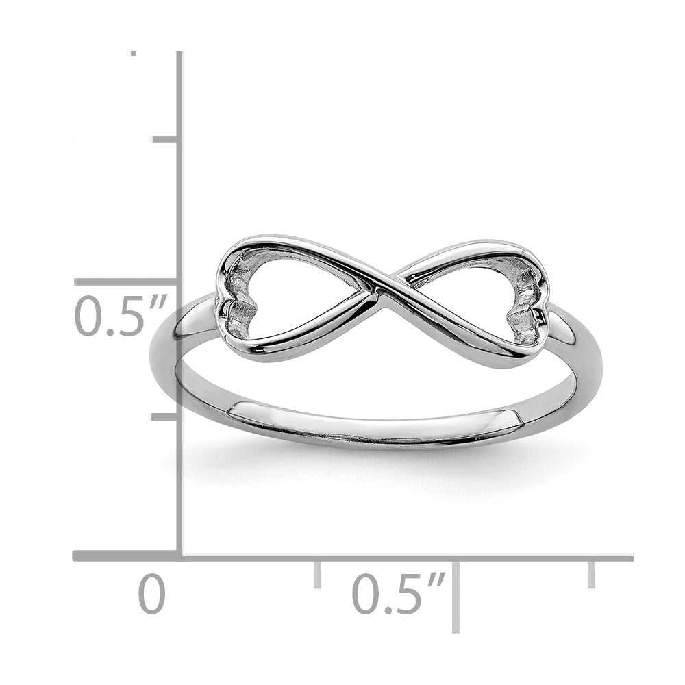 Sterling Silver Rhodium Plated Infinity Heart Ring