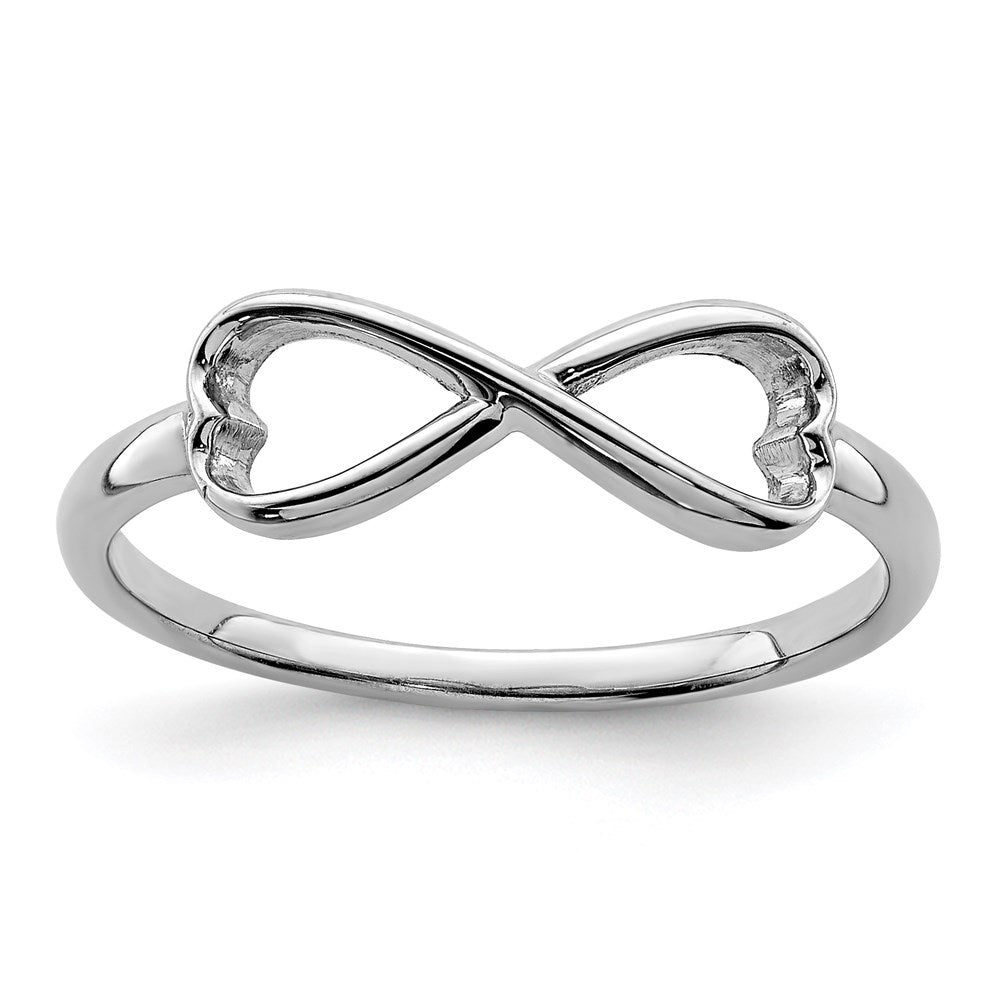 Sterling Silver Rhodium Plated Infinity Heart Ring