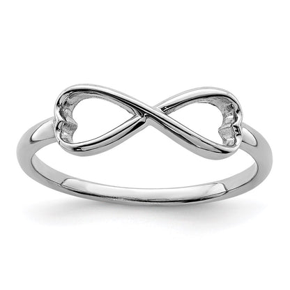 Sterling Silver Rhodium Plated Infinity Heart Ring