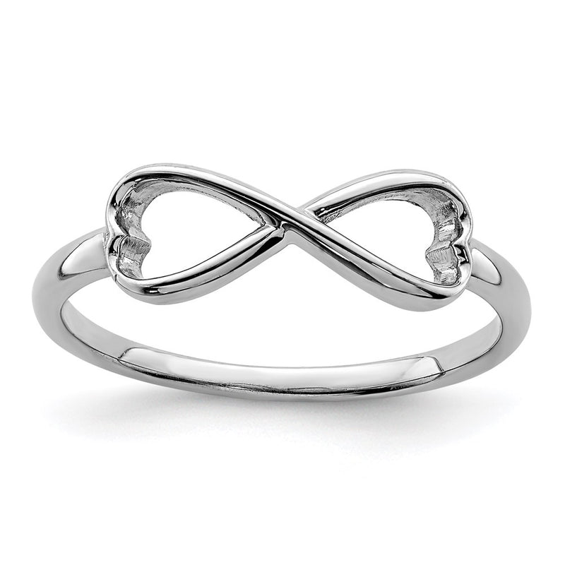 Sterling Silver Rhodium Plated Infinity Heart Ring