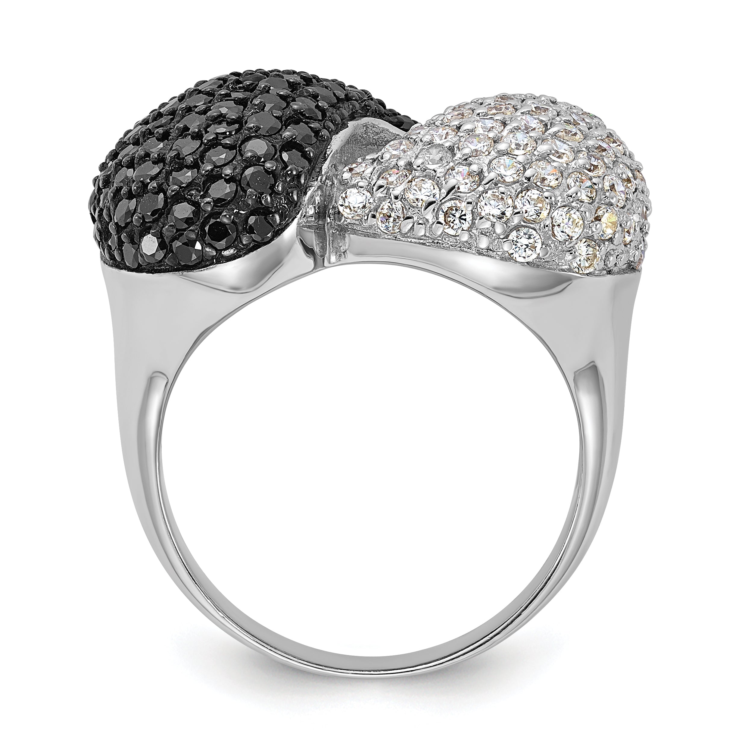 Sterling Silver & Black Rhodium White Cz Ring