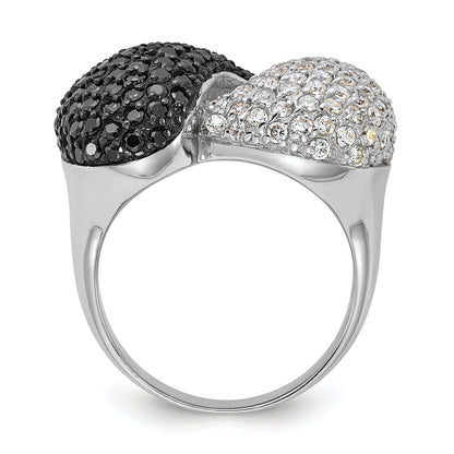 Sterling Silver & Black Rhodium White Cz Ring