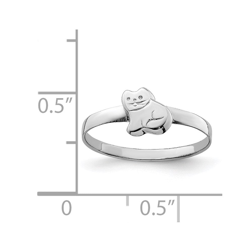 Sterling Silver Rh Plated Child'S Polished Kitty Cat Ring (Size 4 Only)