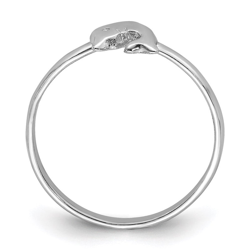 Sterling Silver Rhodium Plated Polished Dolphin Children'S Ring