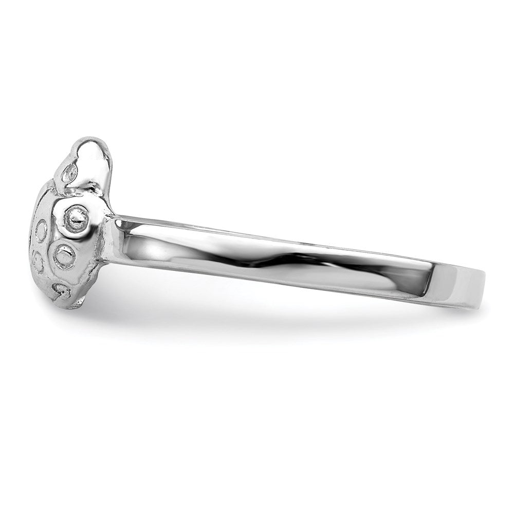 Sterling Silver Rhodium Plated Polished Ladybug Children'S Ring