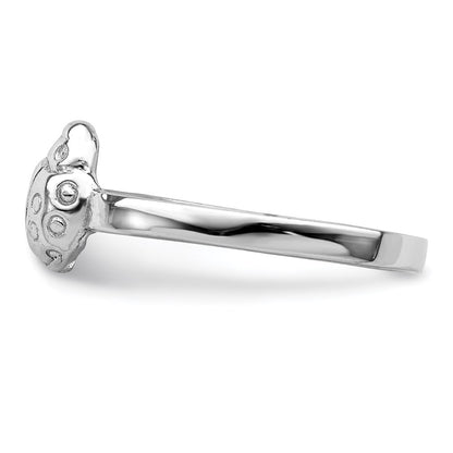 Sterling Silver Rhodium Plated Polished Ladybug Children'S Ring