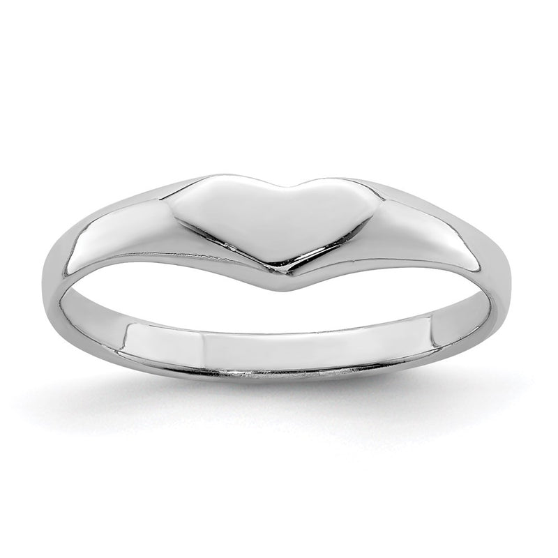 Sterling Silver Rh Plated Polished Elongated Heart Children'S Ring