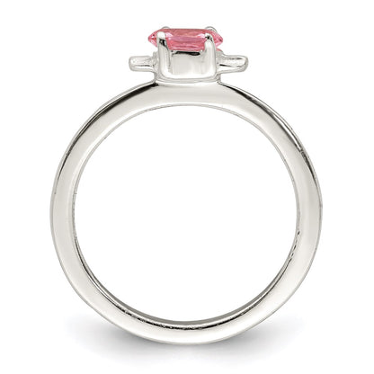 Sterling Silver Polished Pink Cz Candy Children'S Ring