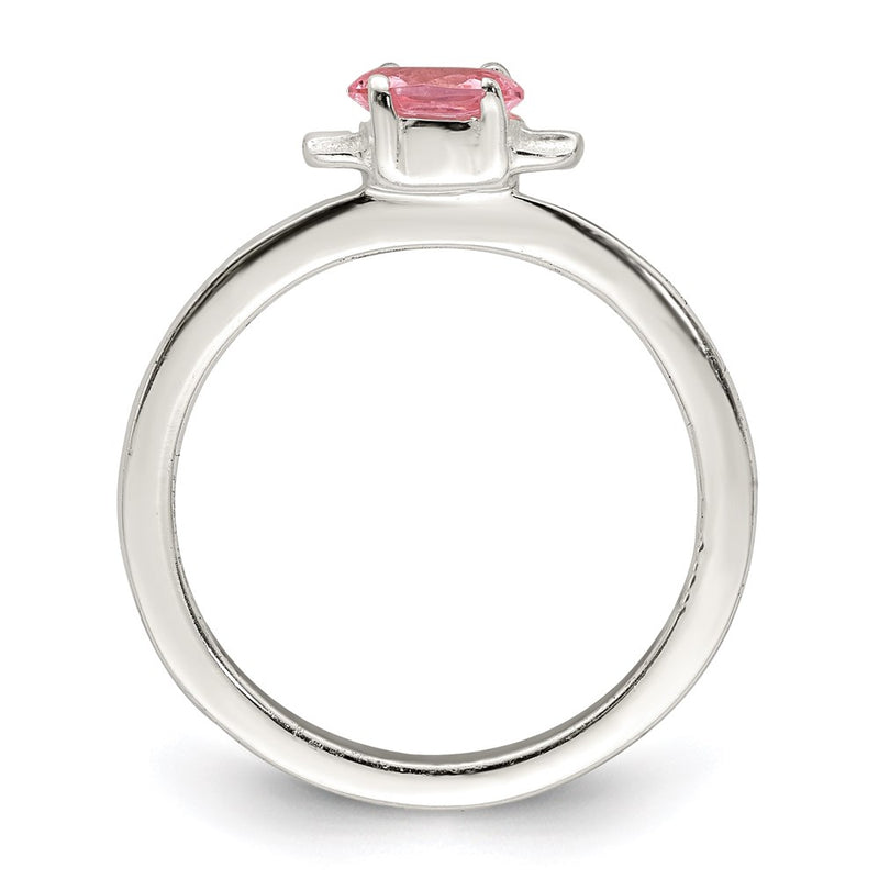Sterling Silver Polished Pink Cz Candy Children'S Ring