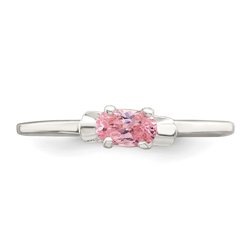 Sterling Silver Polished Pink Cz Candy Children'S Ring