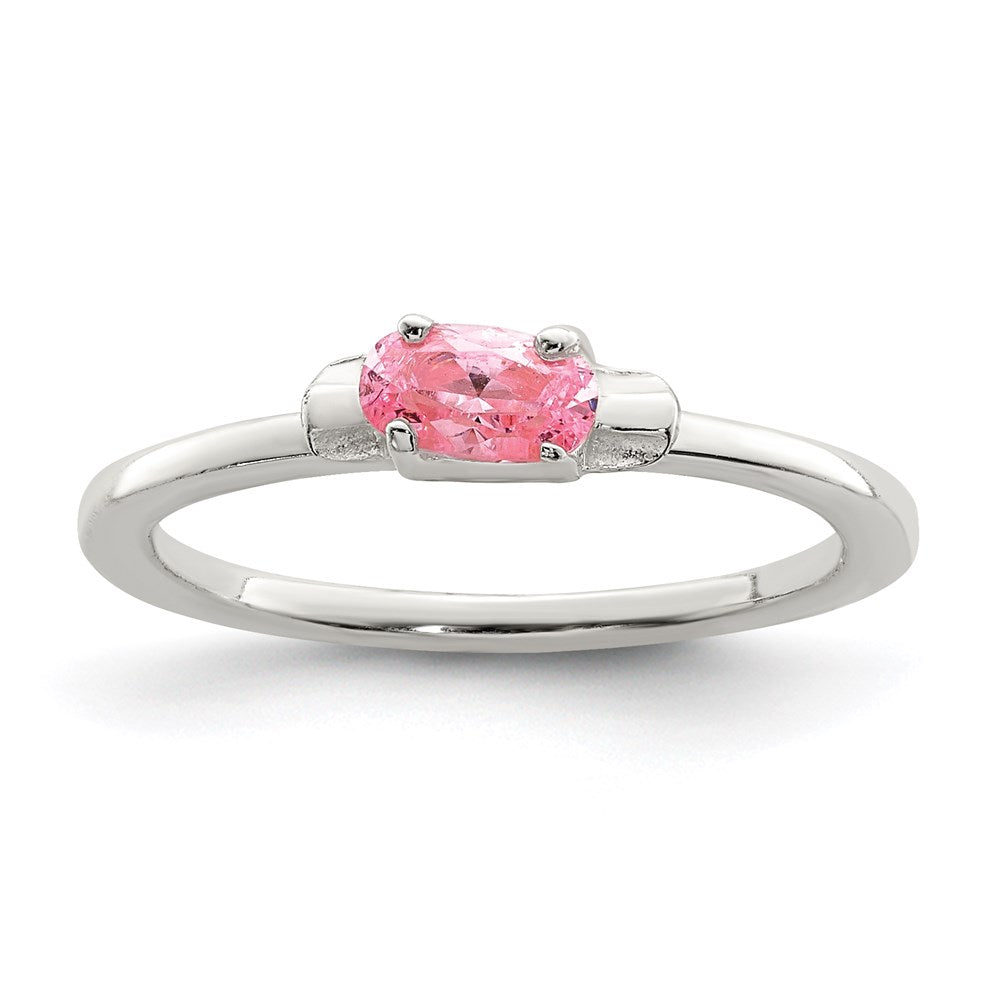 Sterling Silver Polished Pink Cz Candy Children'S Ring