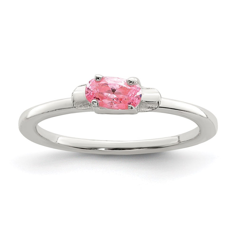 Sterling Silver Polished Pink Cz Candy Children'S Ring