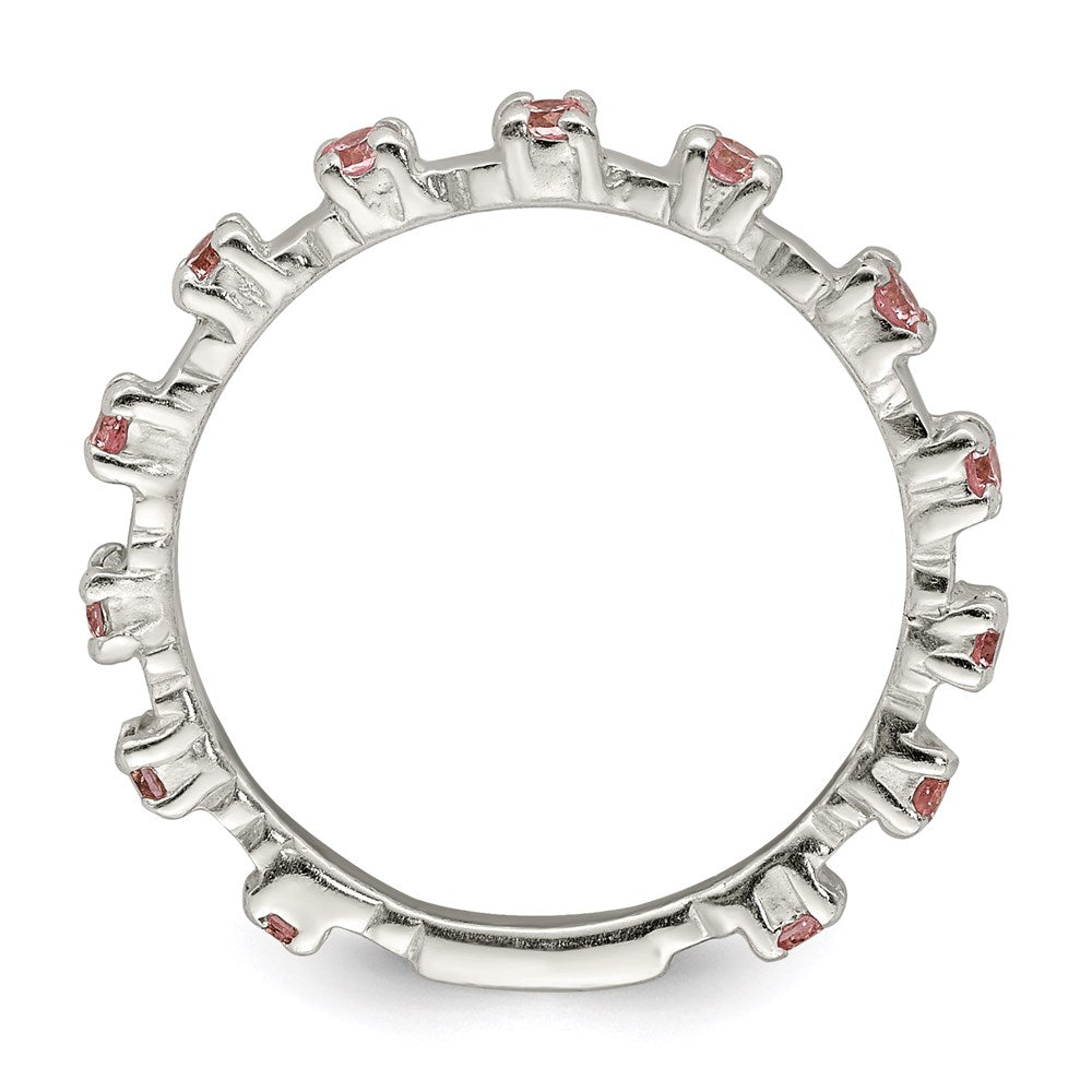 Sterling Silver Polished Pink Cz Children'S Ring