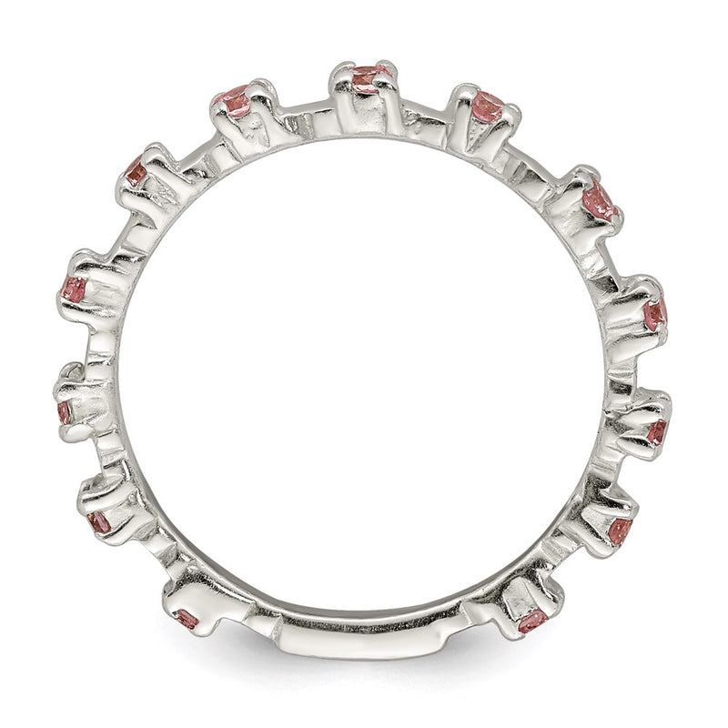 Sterling Silver Polished Pink Cz Children'S Ring