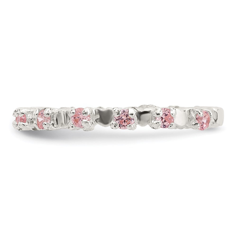 Sterling Silver Polished Pink Cz Children'S Ring