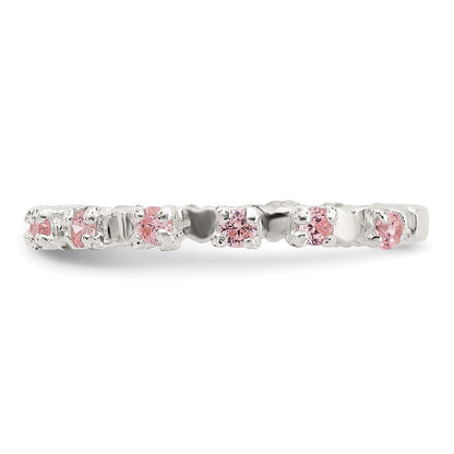 Sterling Silver Polished Pink Cz Children'S Ring