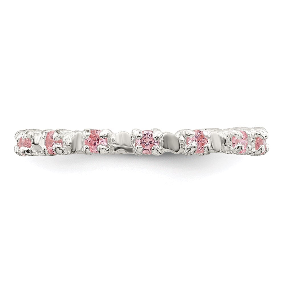 Sterling Silver Polished Pink Cz Children'S Ring