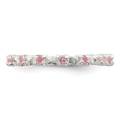 Sterling Silver Polished Pink Cz Children'S Ring