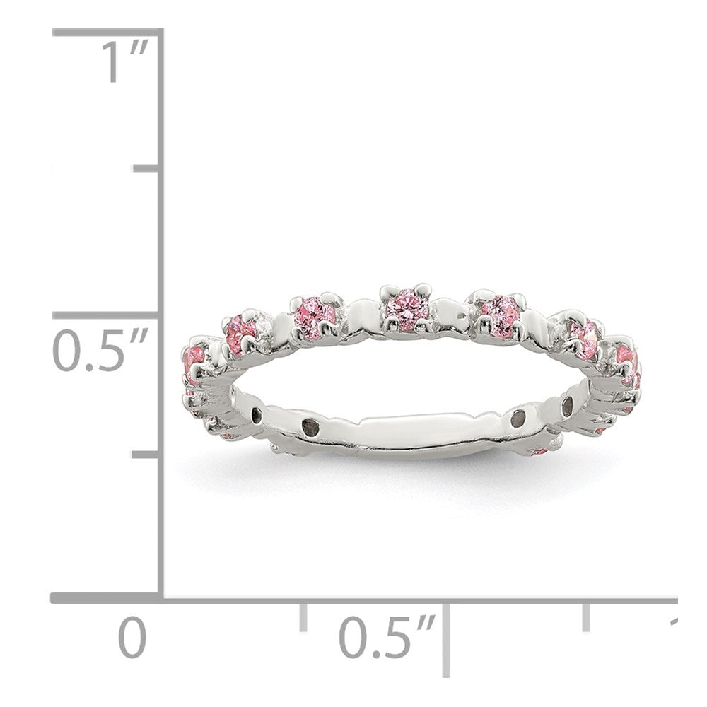 Sterling Silver Polished Pink Cz Children'S Ring