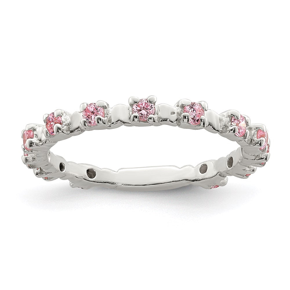 Sterling Silver Polished Pink Cz Children'S Ring