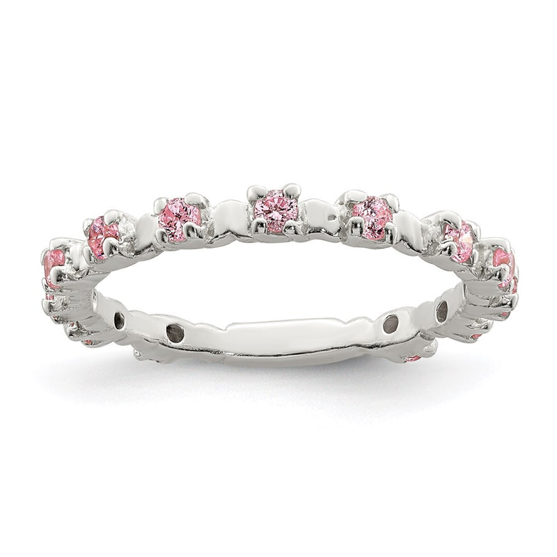 Sterling Silver Polished Pink Cz Children'S Ring