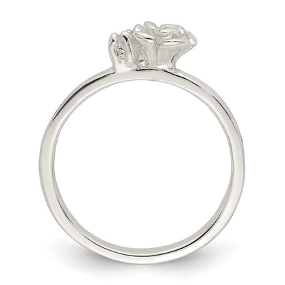 Sterling Silver Clear Cz Rose Kid'S Ring