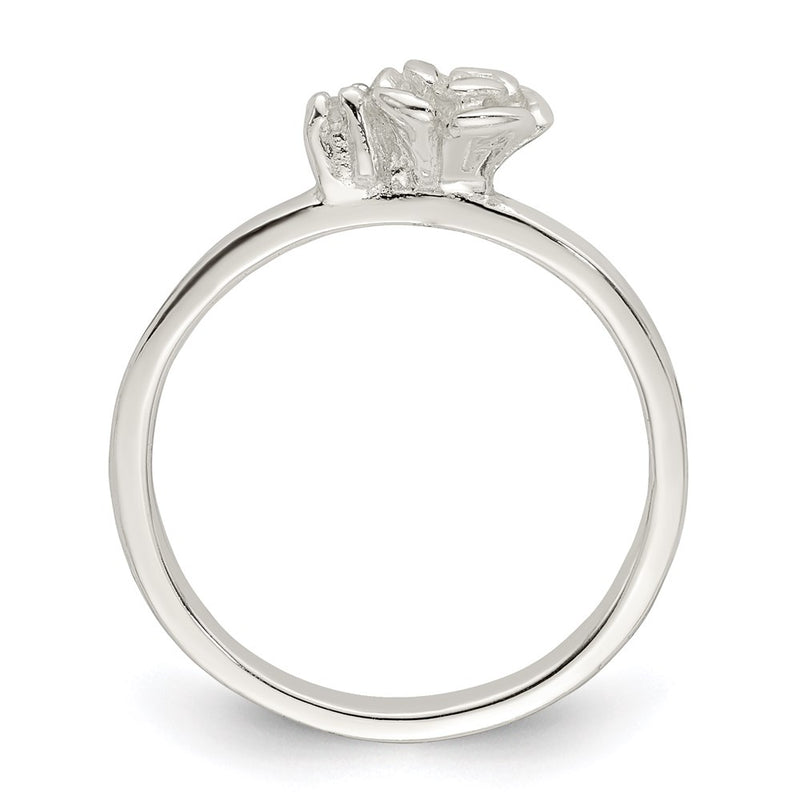 Sterling Silver Clear Cz Rose Kid'S Ring