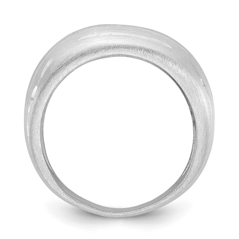 Sterling Silver Brushed/diamond-Cut Convex Ring