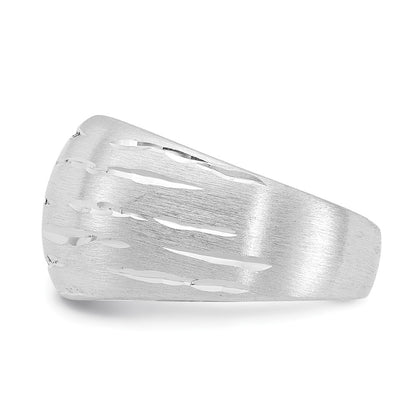 Sterling Silver Brushed/diamond-Cut Convex Ring