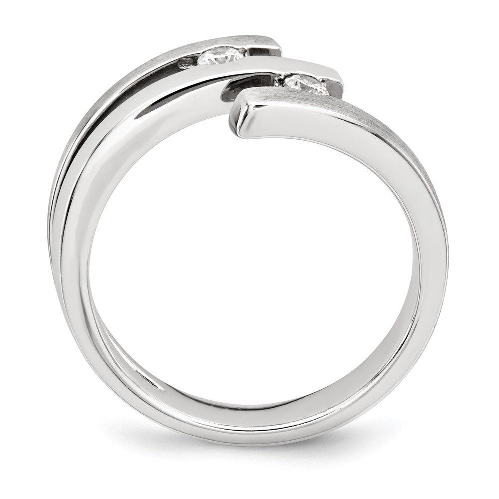 Sterling Silver Brushed And Polished Cz Ring (Size 7 Only)