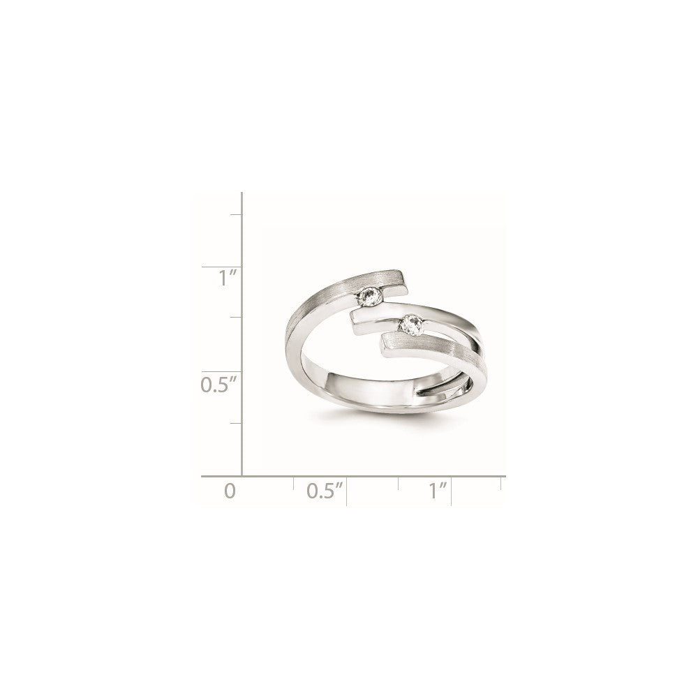 Sterling Silver Brushed And Polished Cz Ring (Size 7 Only)
