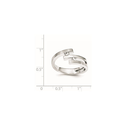 Sterling Silver Brushed And Polished Cz Ring (Size 7 Only)