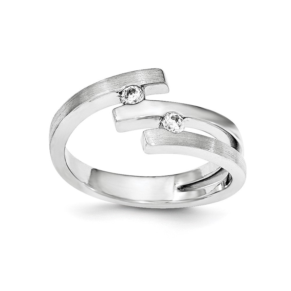 Sterling Silver Brushed And Polished Cz Ring (Size 7 Only)