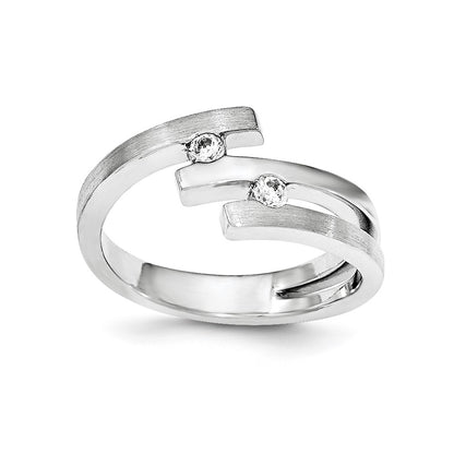 Sterling Silver Brushed And Polished Cz Ring (Size 7 Only)